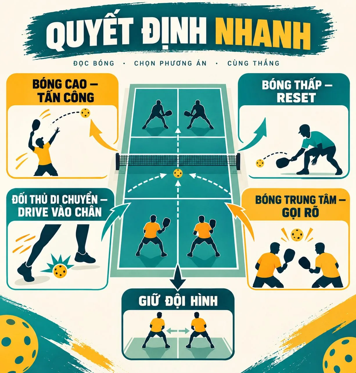Sơ đồ quyết định chọn cú drop, drive hoặc reset trong đánh đôi