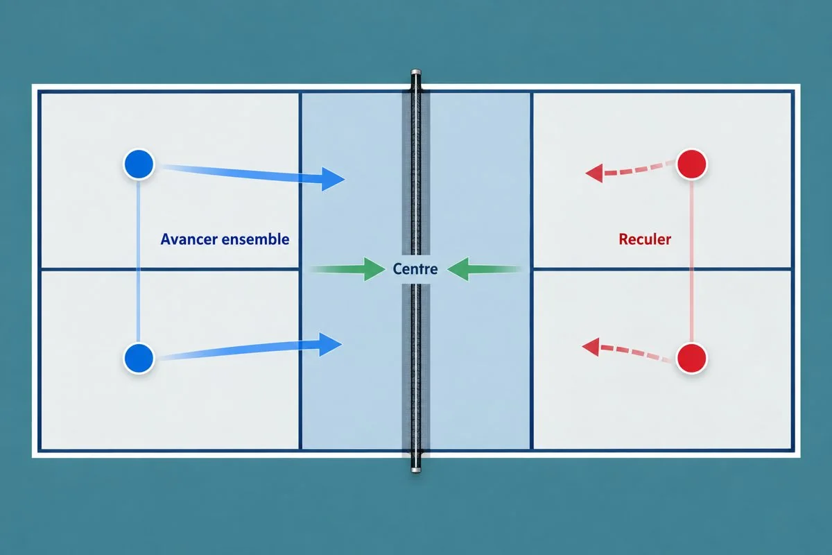 Schéma de double montrant l’avancée synchronisée et la couverture du centre