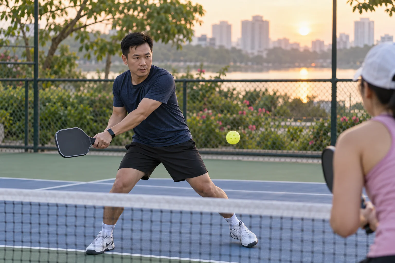 Người chơi luyện chuyển đổi grip trong một pha bóng nhẹ