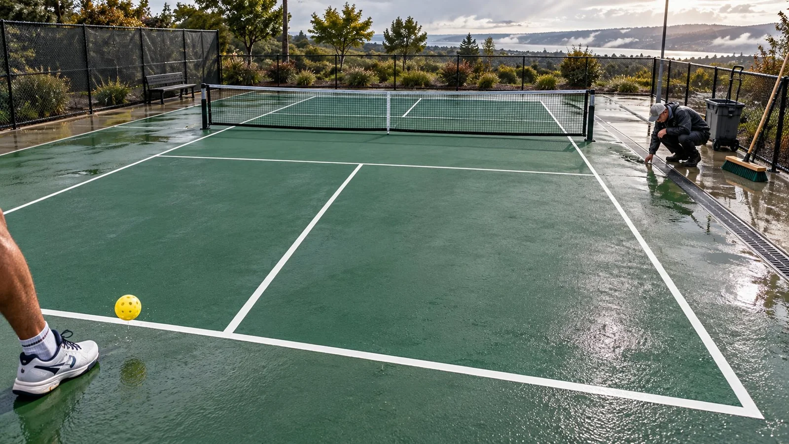 Superfícies diferentes de uma quadra de pickleball