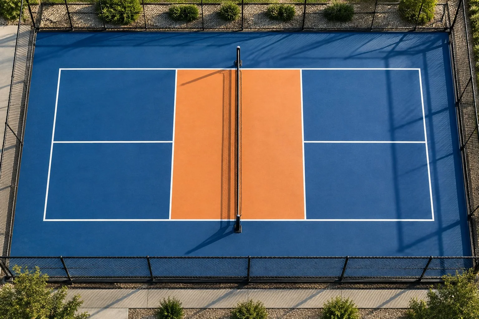 Vue en plongee d’un court montrant l’effet de l’orientation sur la visibilite