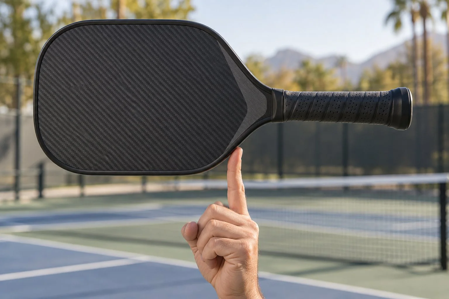 Paddle balanced near the throat to show its center of balance