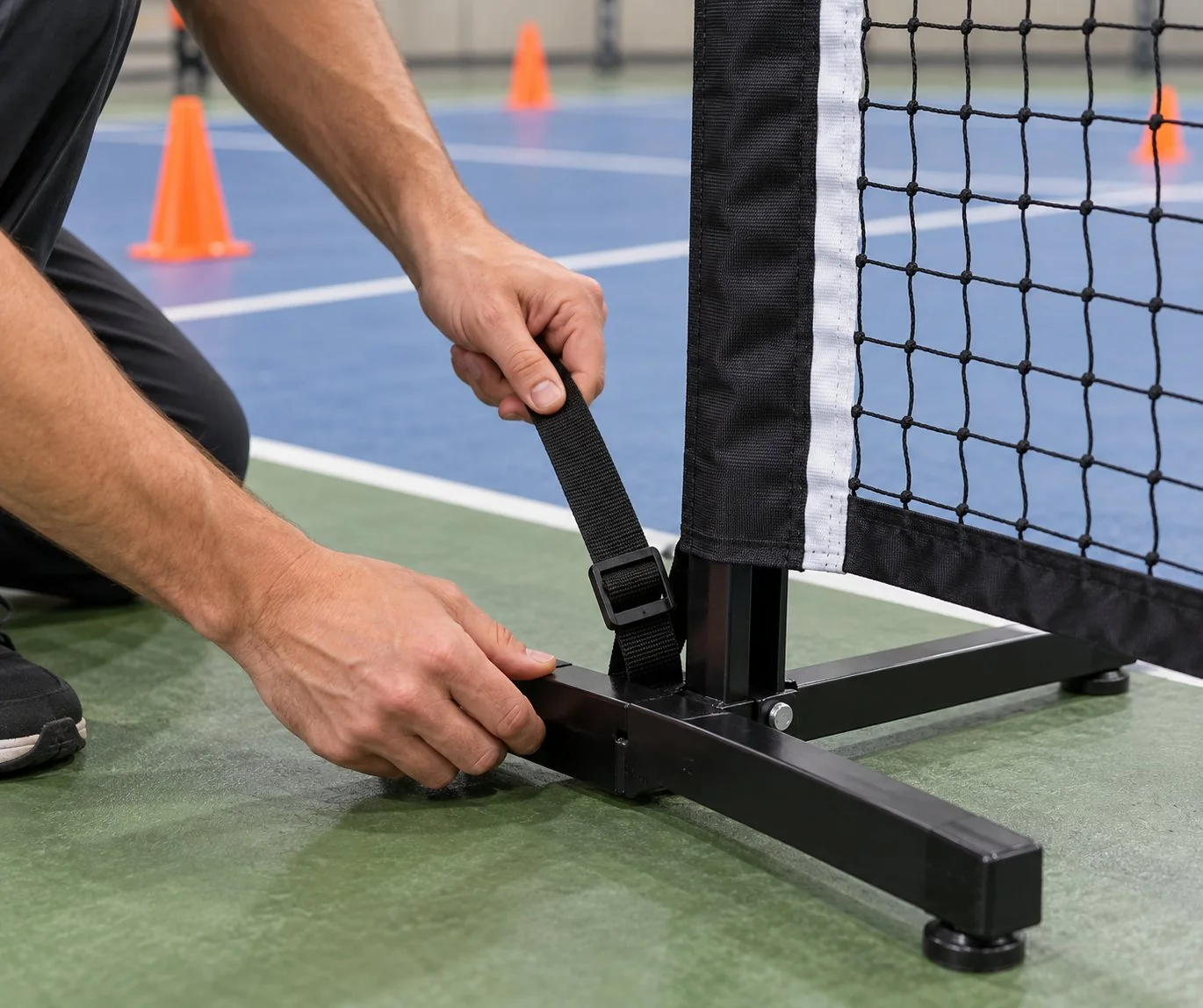 Réglage de la base et de la tension d’un filet portable