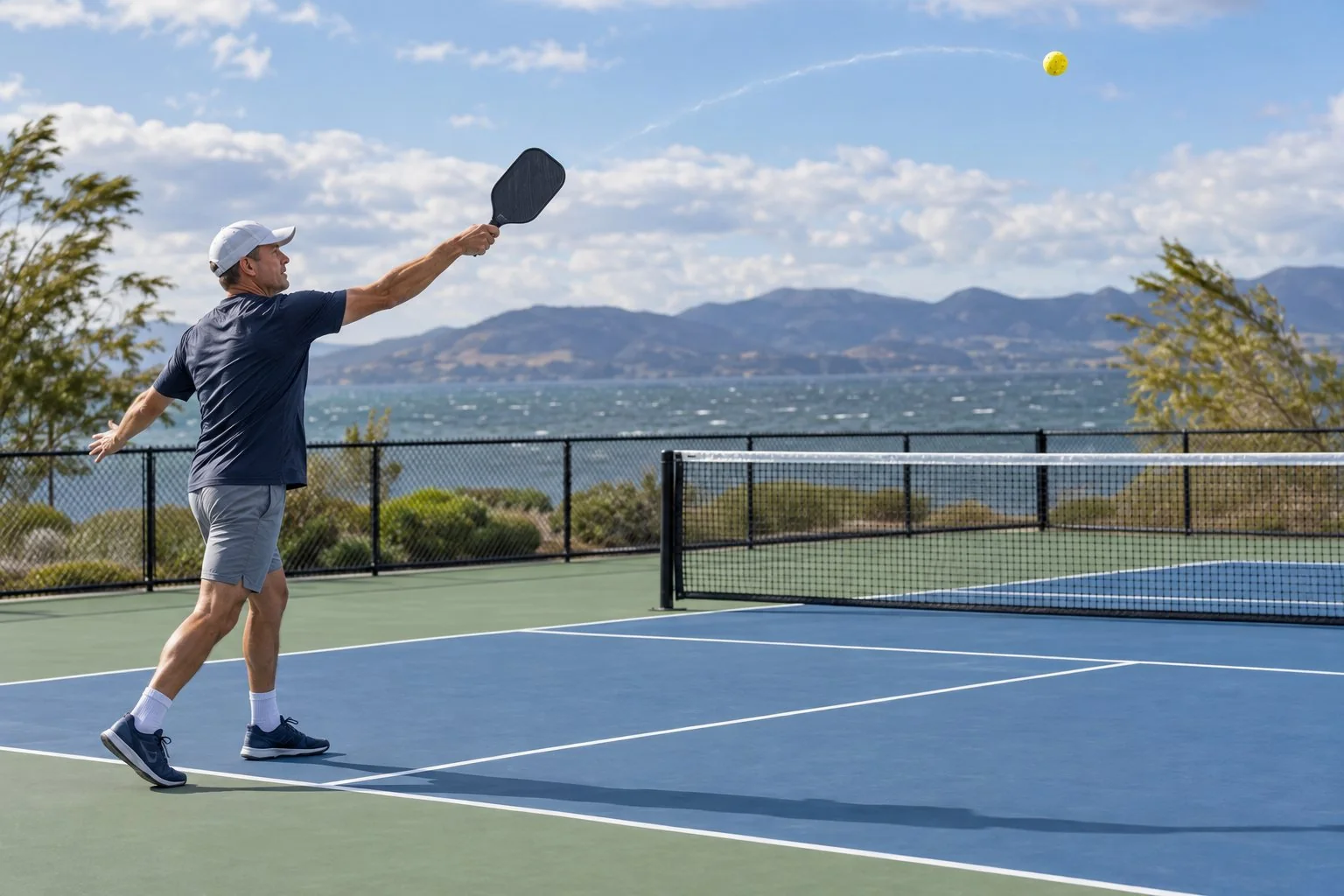 Player using a controlled higher trajectory against the wind