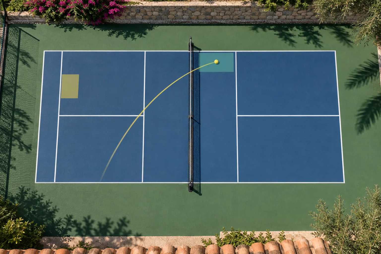 Zonas de objetivo para un forehand roll controlado