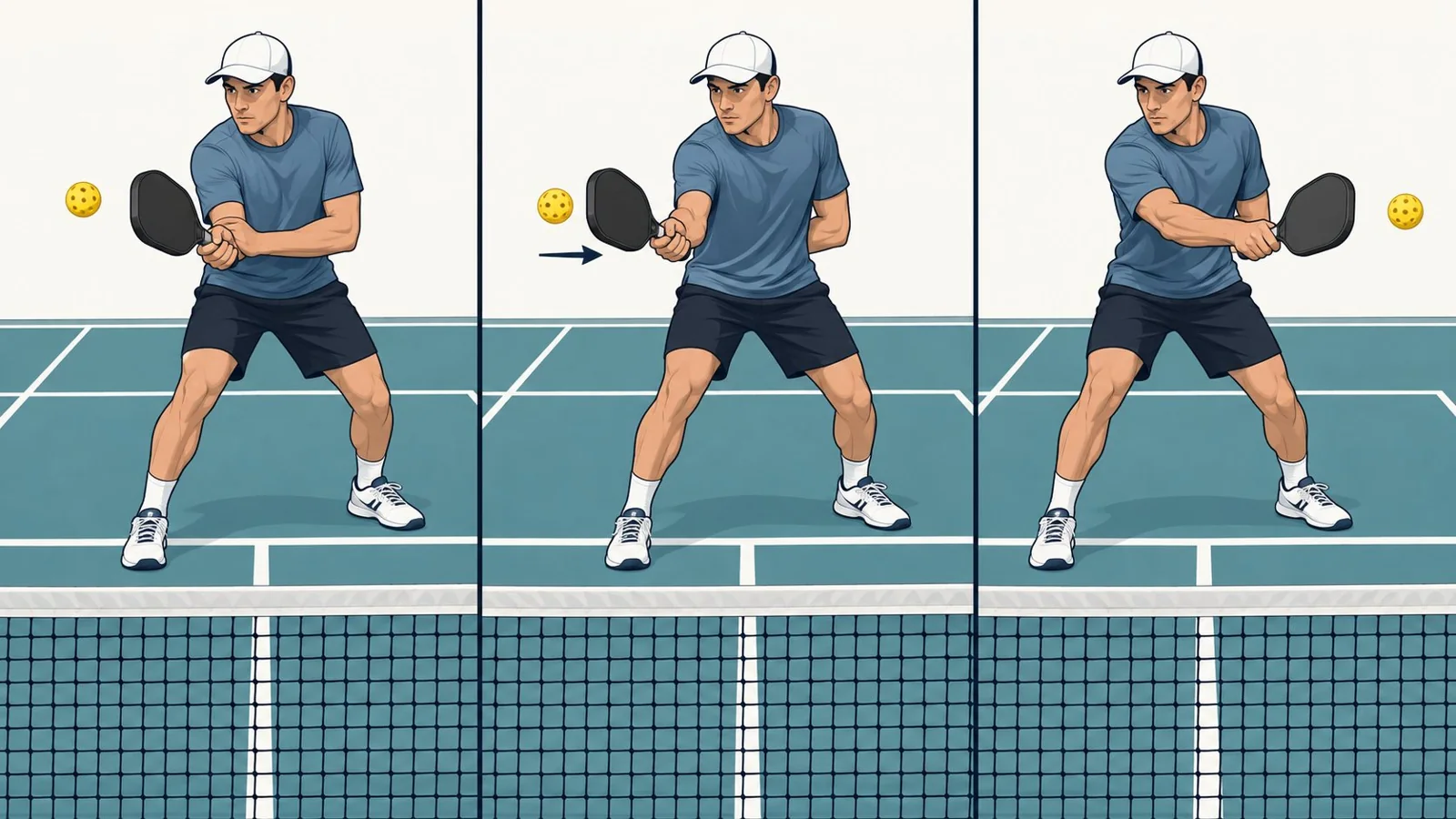 Séquence technique de contact pour une volée de revers au pickleball