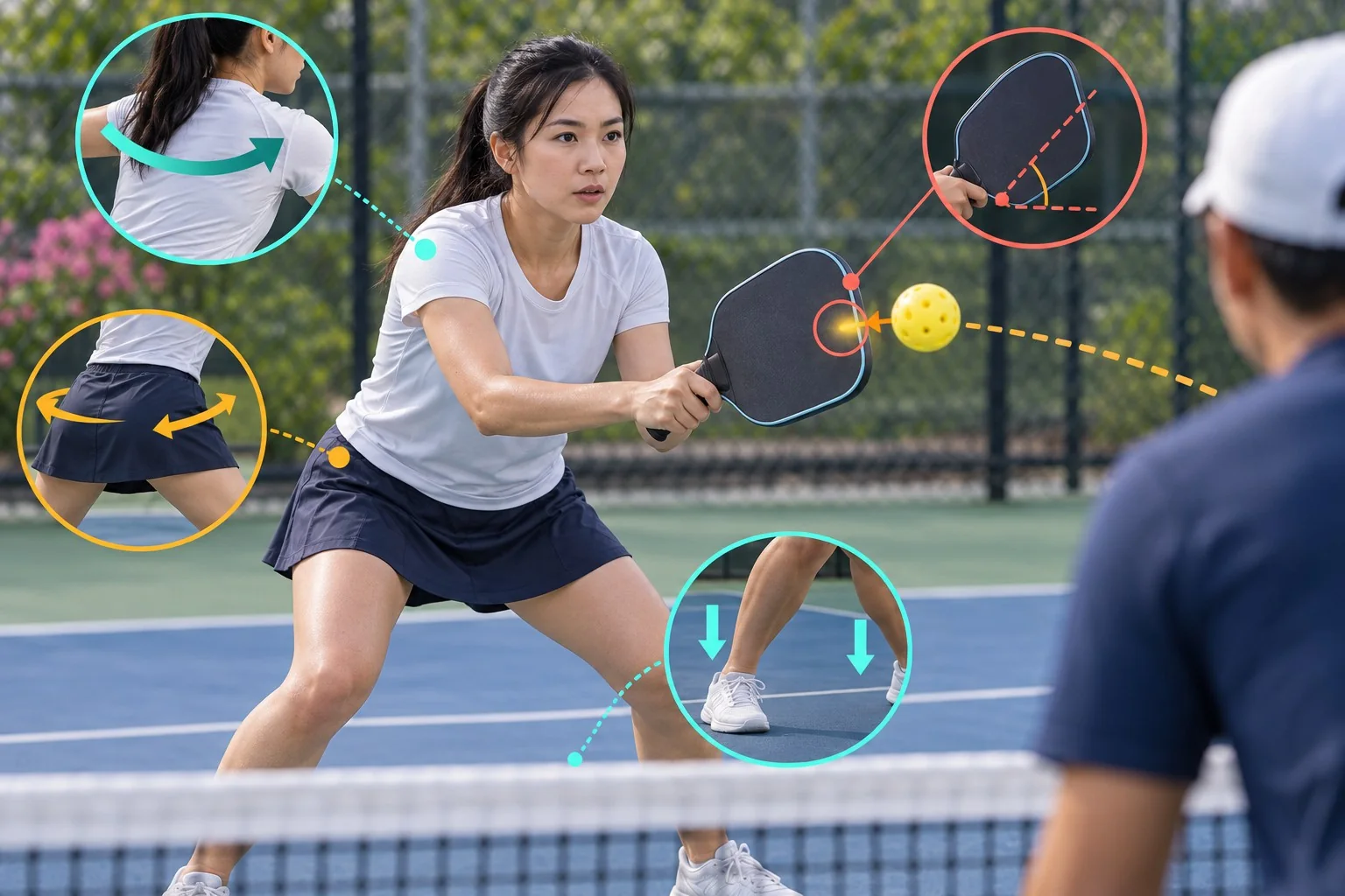 Tư thế sẵn sàng và các dấu hiệu vai, hông, mặt vợt trong pickleball