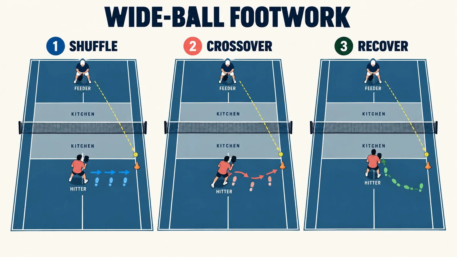 Overhead practice diagram for serve, return, third ball, and recovery repetitions