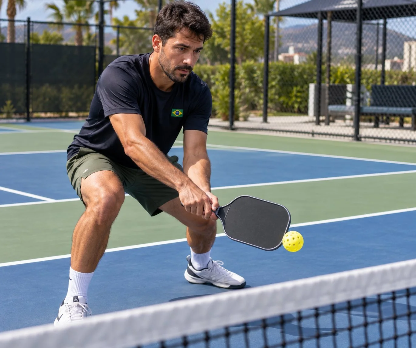 Close-up de contato compacto no dink de backhand