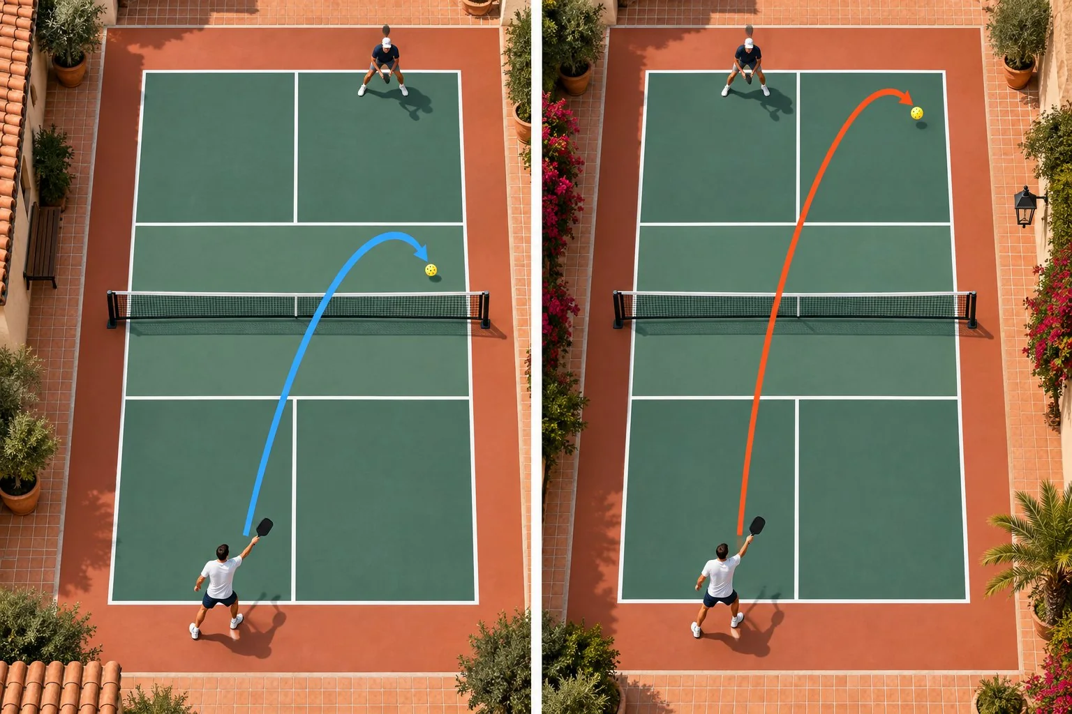 Diagrama que compara trayectorias controladas y flotantes del slice de derecha
