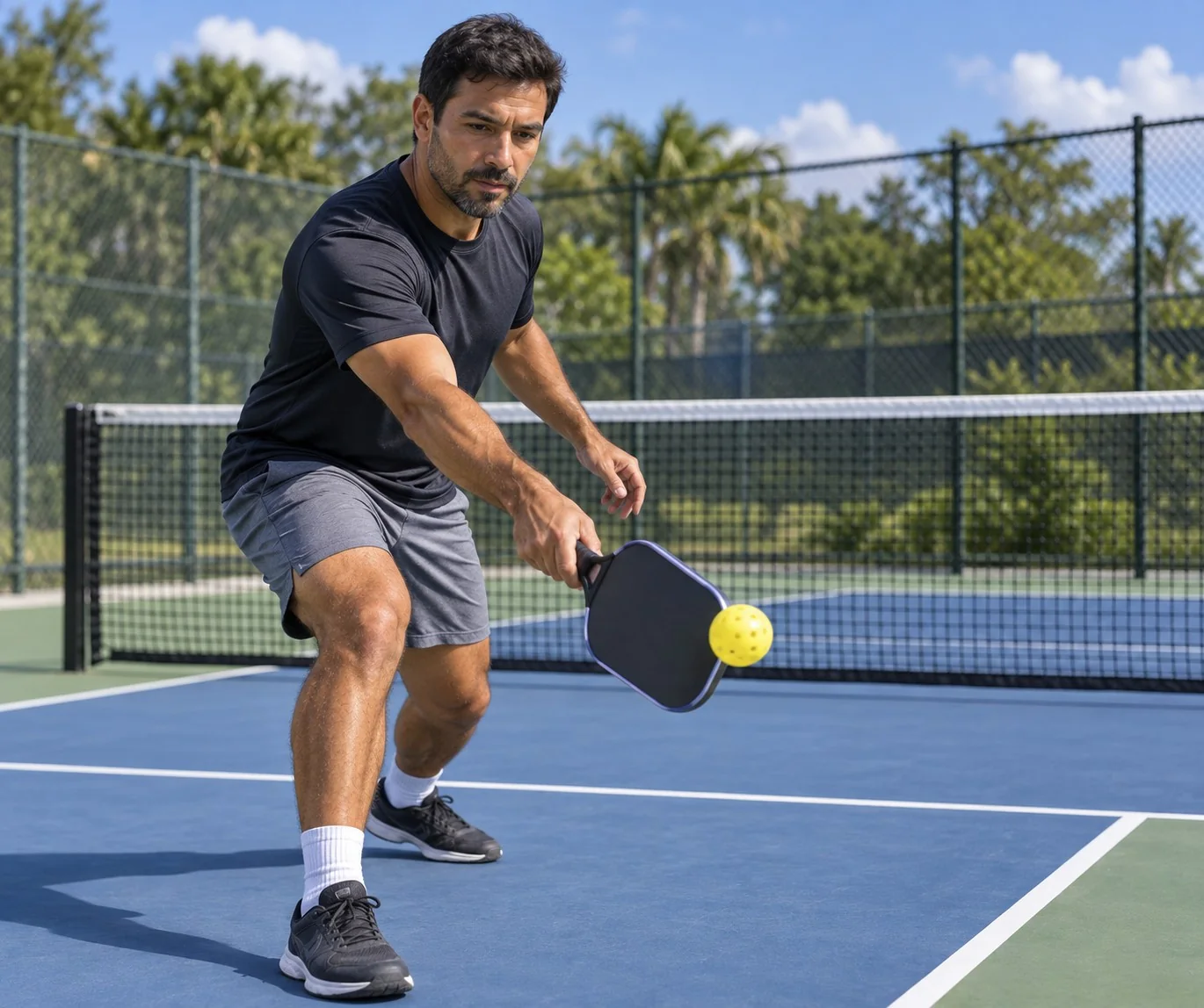 Close instrucional do contato à frente no slice de forehand