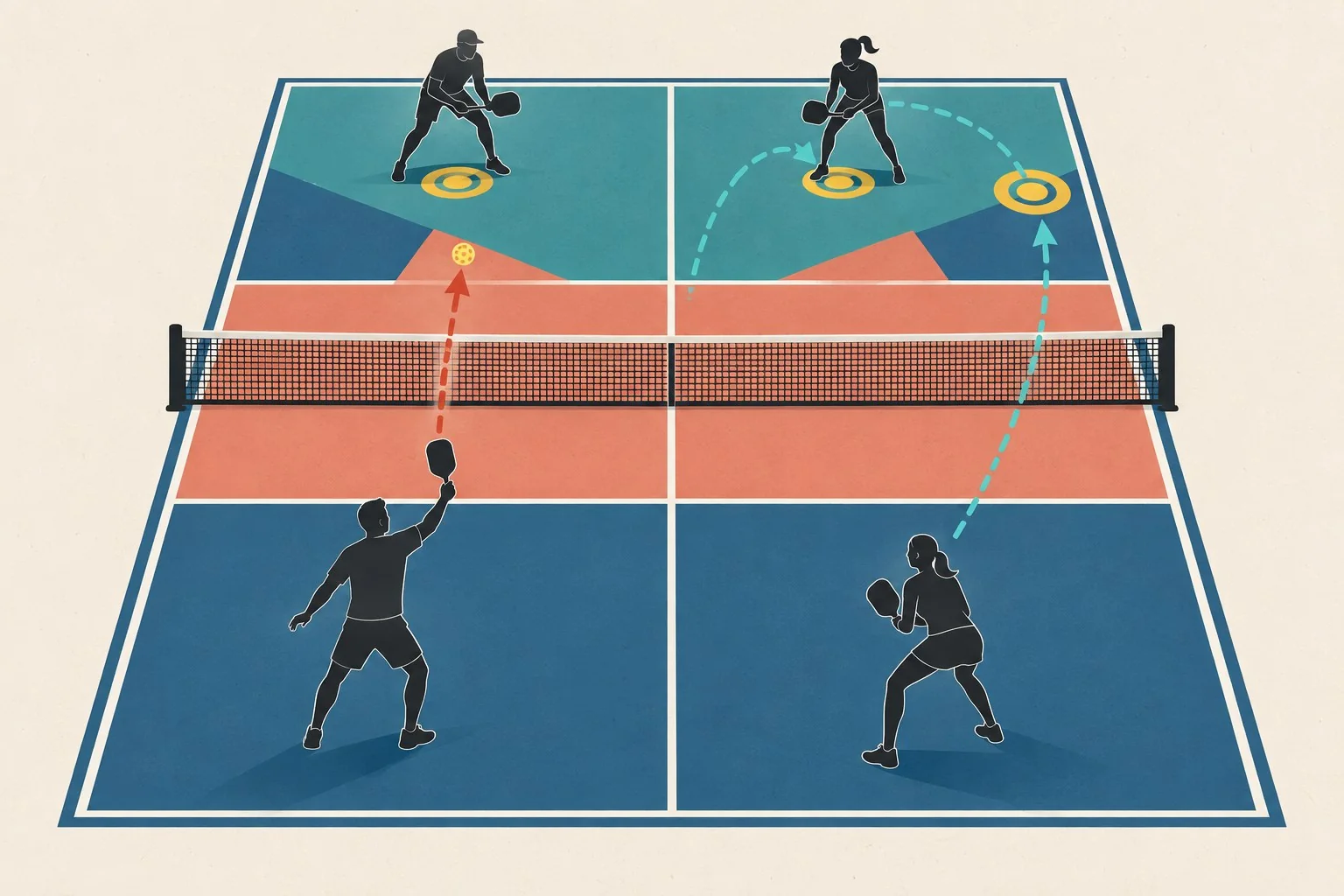 Close-up instructional view of the balanced overhead setup and contact position
