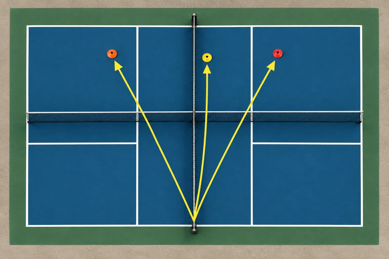 Sơ đồ ba vùng mục tiêu cho volley thuận tay trong đánh đôi