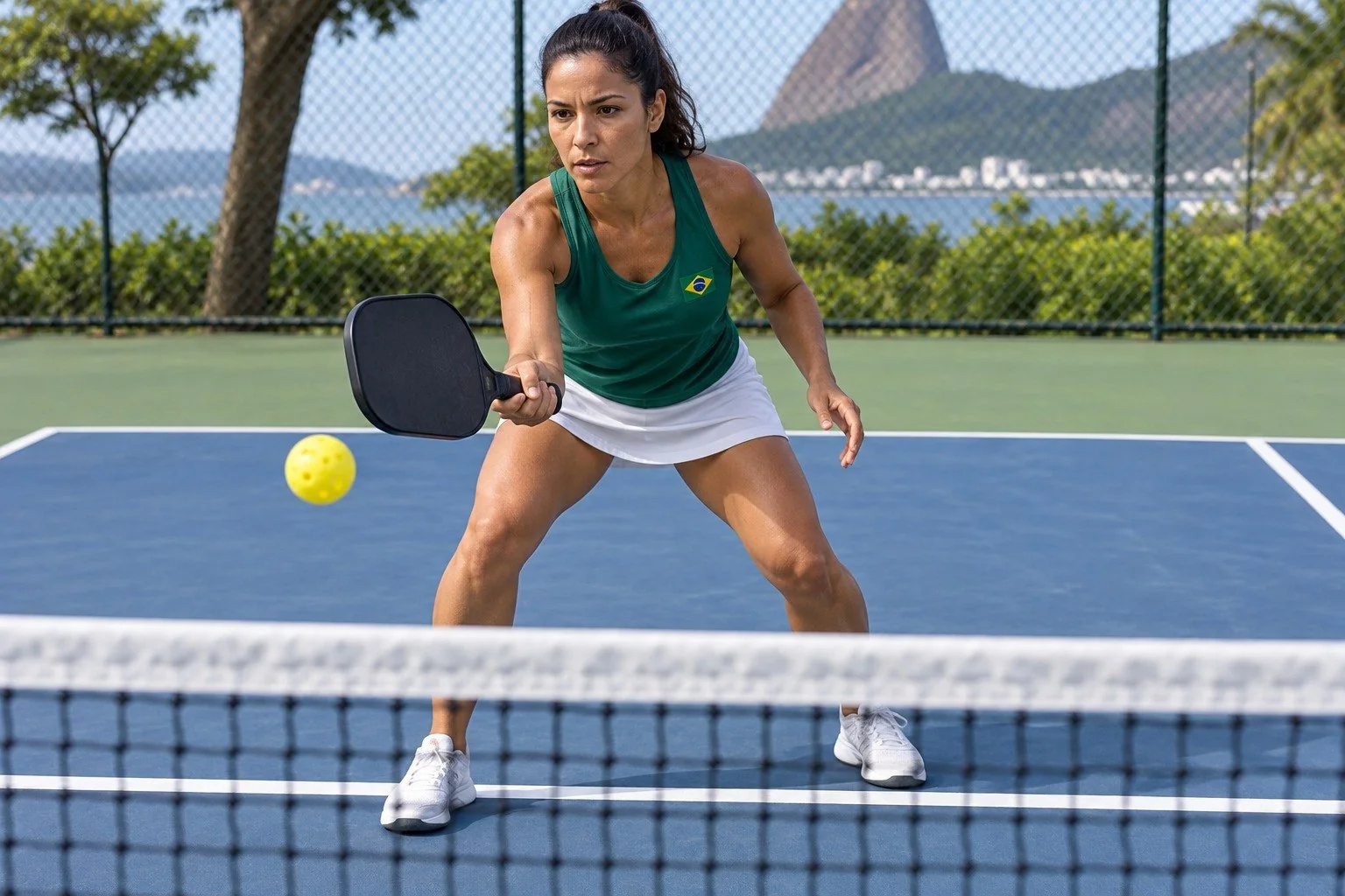 Diagrama de preparação adversária, equilíbrio, contato e primeiro passo no pickleball