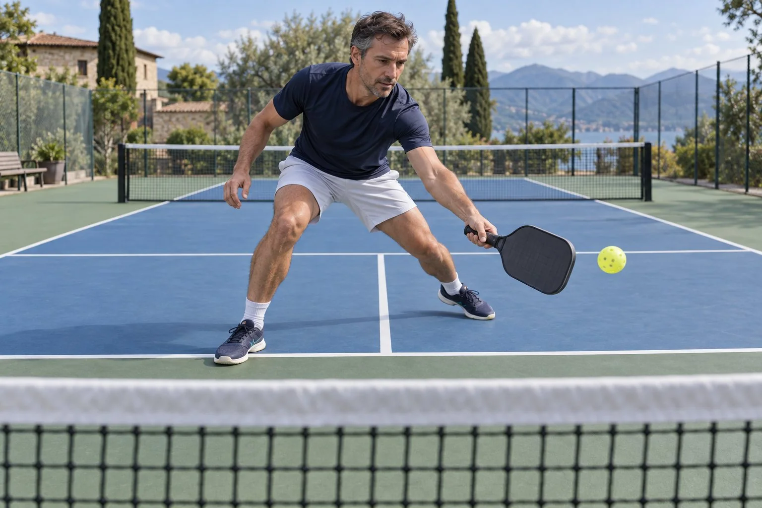 Gros plan pédagogique sur les pieds qui se déplacent avant le contact sur une balle large