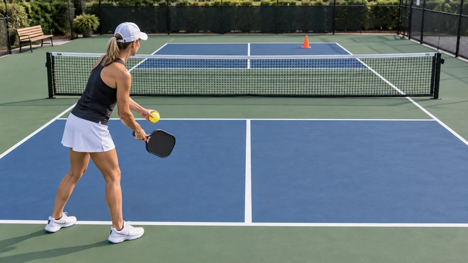Pickleball court diagram showing deep middle, backhand, body, and wide serve targets