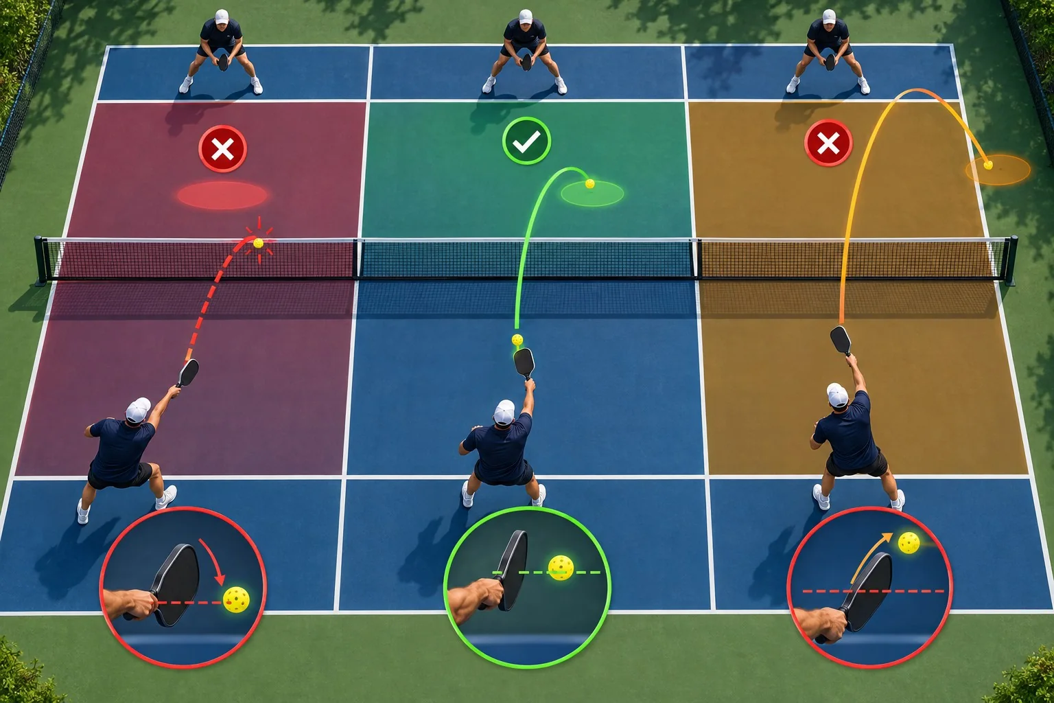 Diagrama da janela de aceleração no pickleball