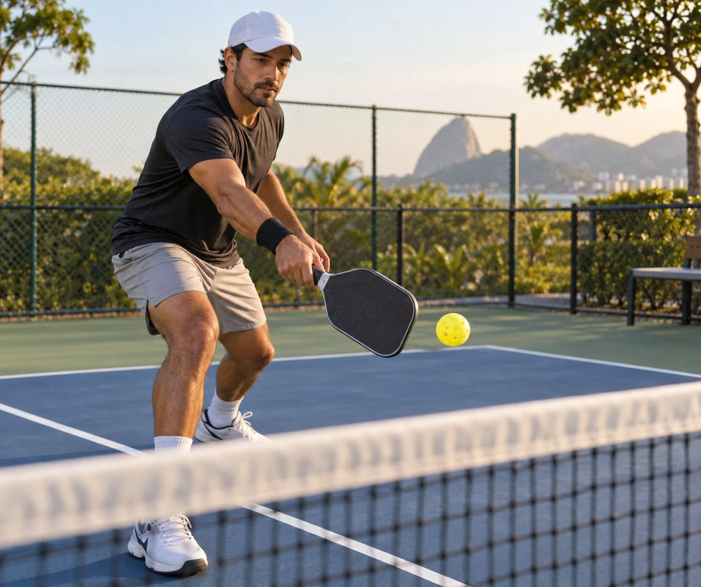 Diagrama da empunhadura continental e da preparação neutra no pickleball
