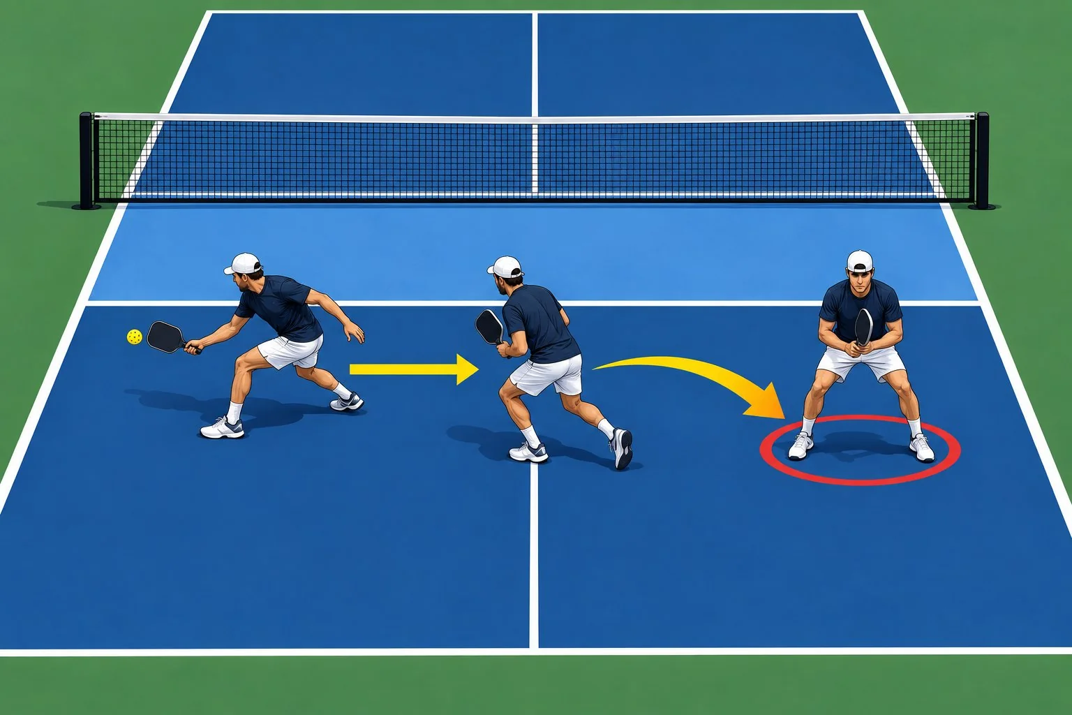 Instructional overhead diagram of controlled steps through the transition zone