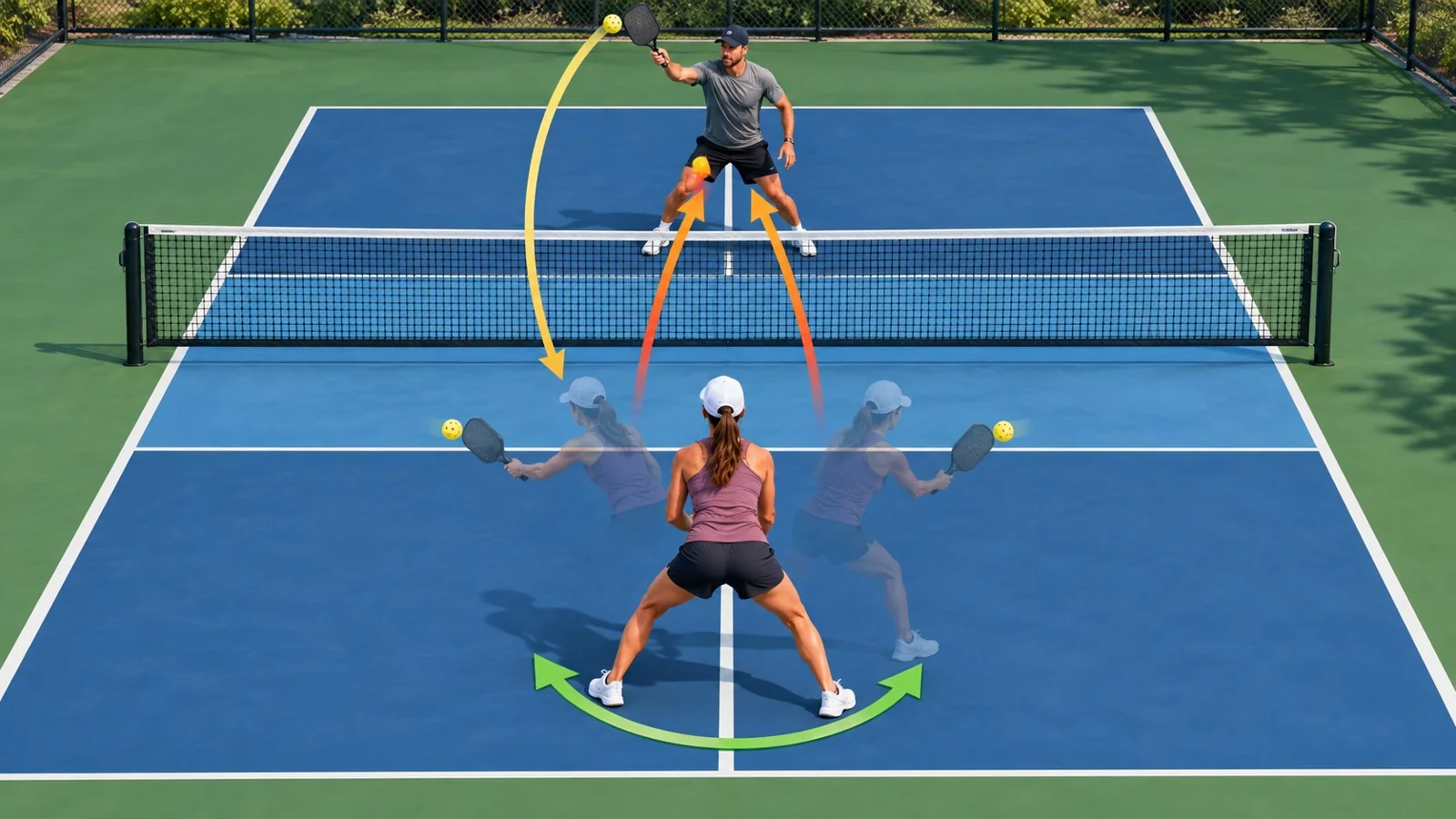 Ejercicio de entrenamiento con feeds de overhead, objetivos a la cintura y recuperación