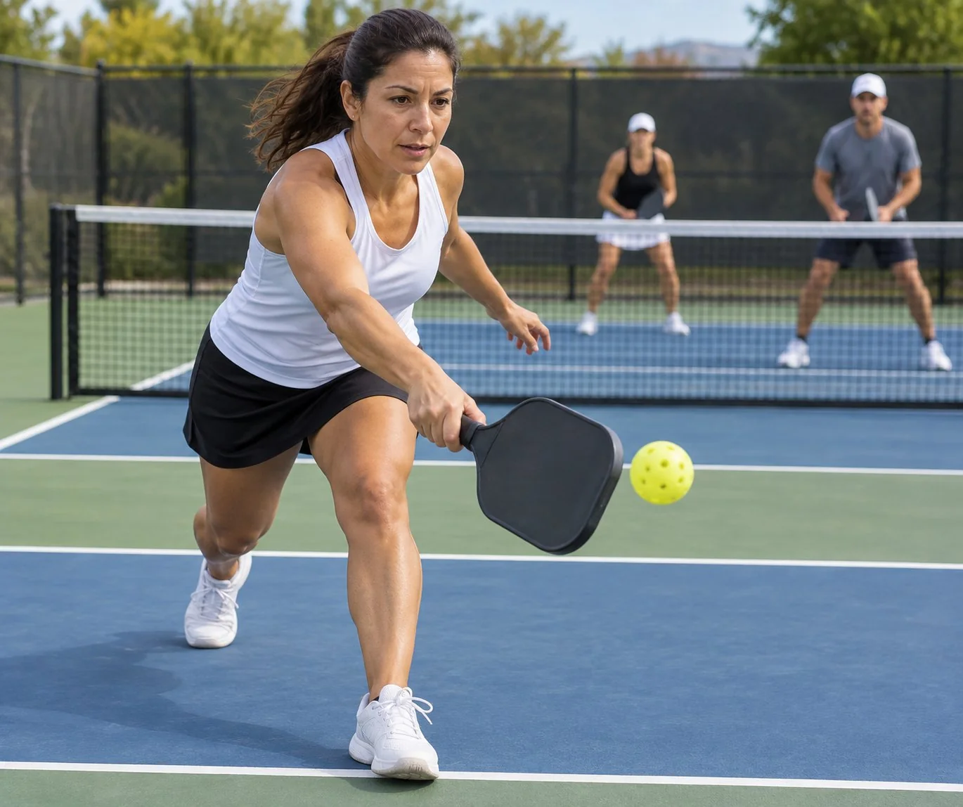 Primer plano de movilidad dinámica para hombros, caderas y tobillos en pickleball
