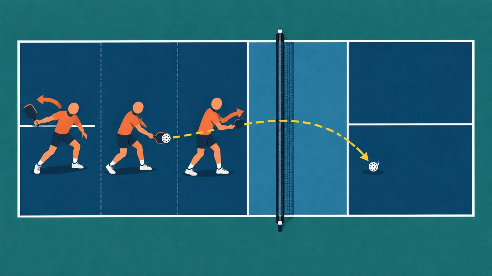 Các giai đoạn chuẩn bị và tiếp xúc của forehand slice drop
