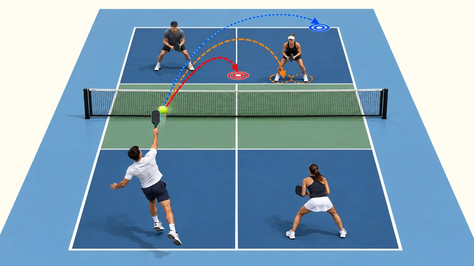 Footwork diagram showing the shuffle, split step, and forward overhead contact
