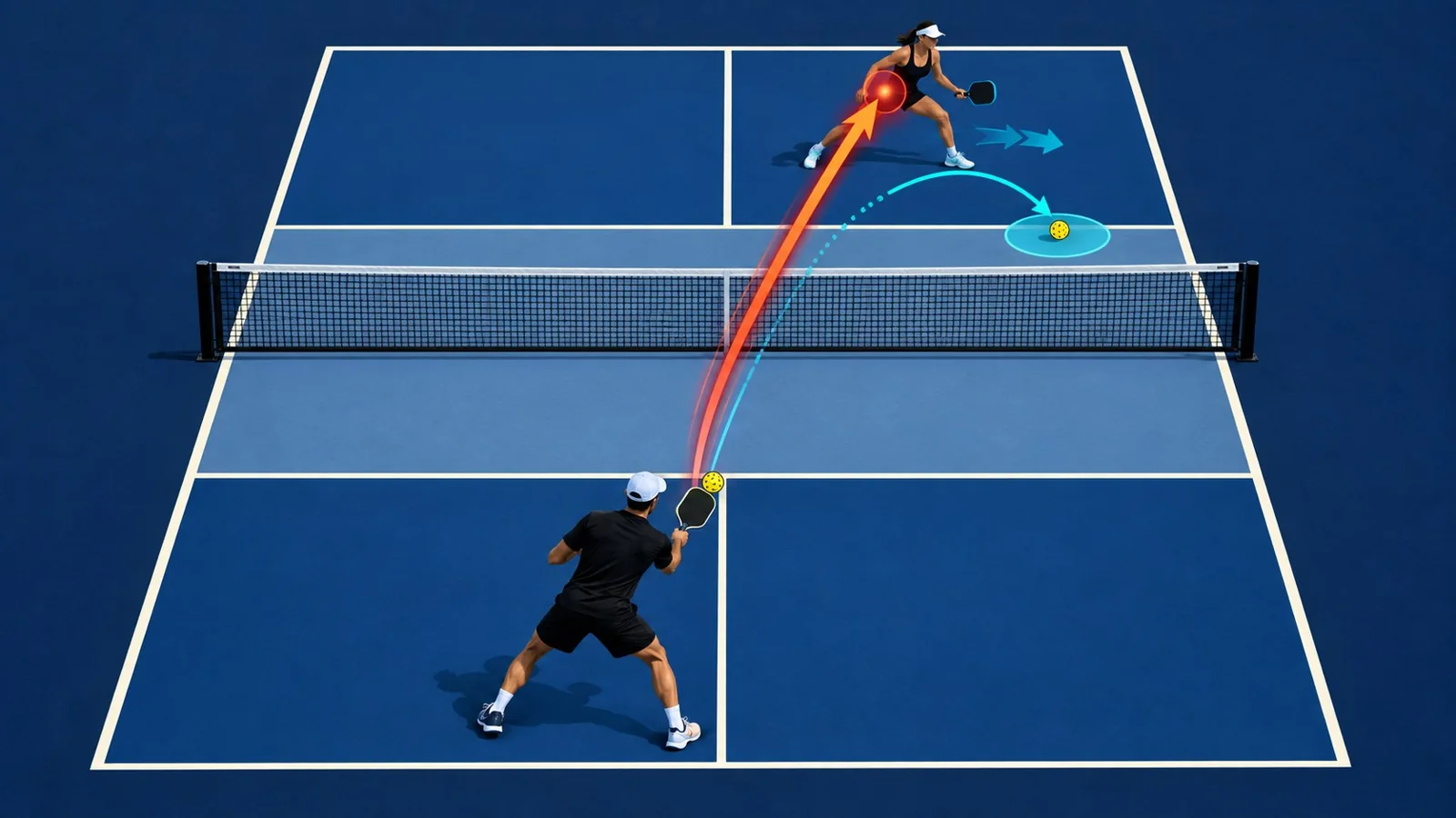Chuỗi kéo đối thủ lệch rồi đánh vào hông trong pickleball