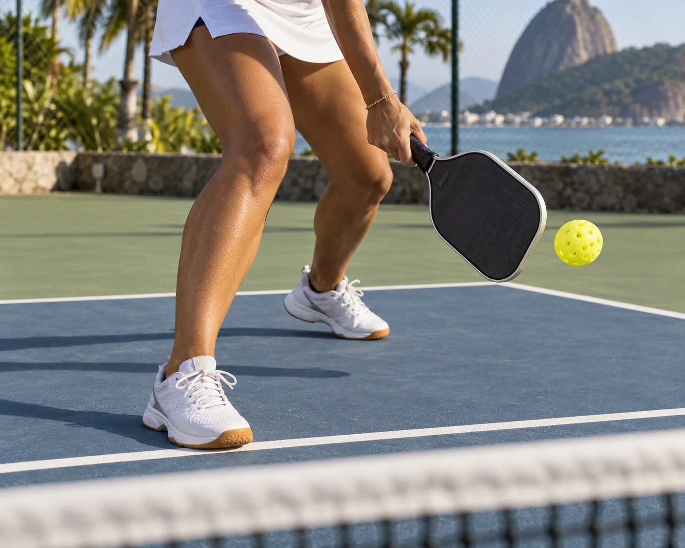 Diagrama superior do deslocamento dos pés na cozinha do pickleball
