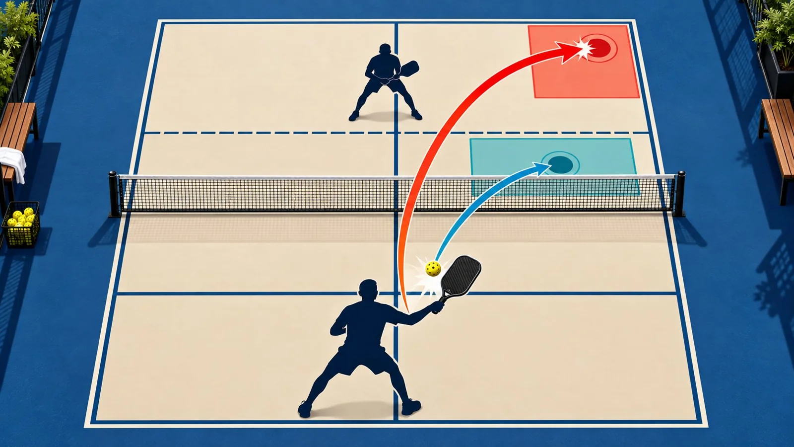 Decision diagram contrasting an attacking high volley with a soft low reset