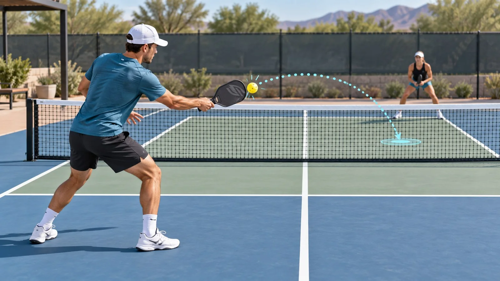 Close instructional diagram of soft grip, paddle in front, and compact block contact