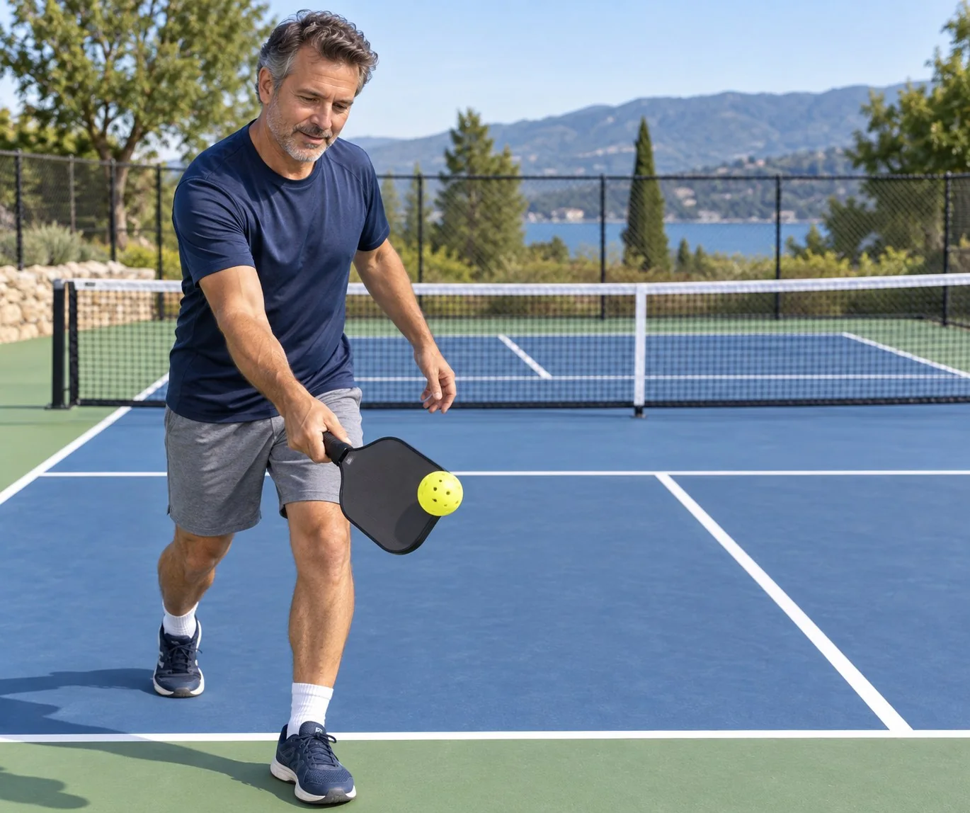 Routine visuelle d’un service de pickleball vers une zone profonde