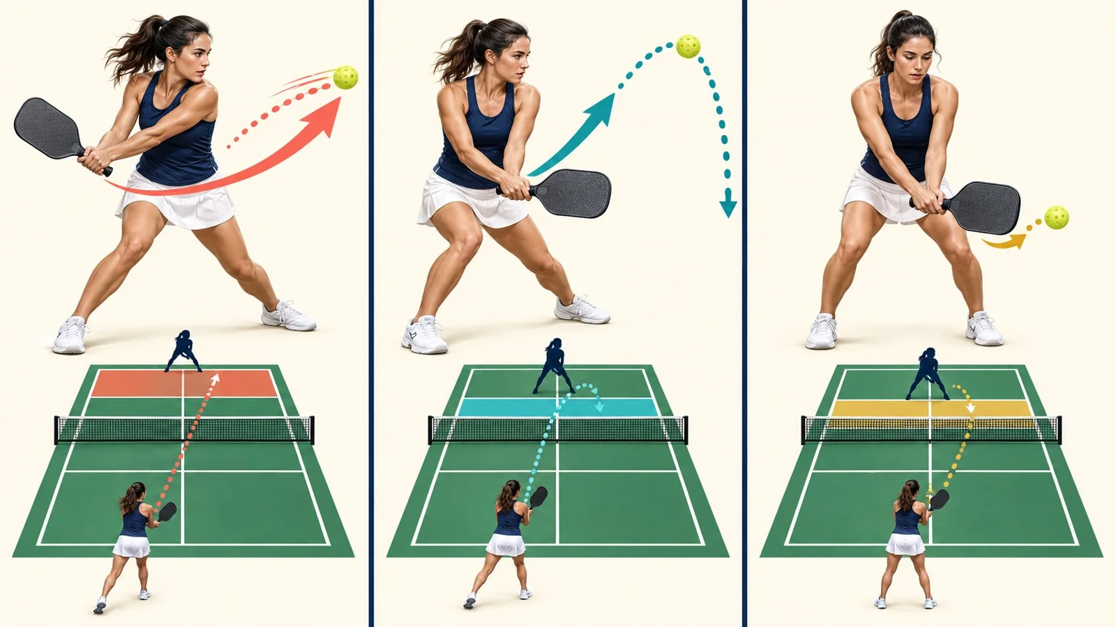Five-checkpoint diagram for the pickleball backhand drive