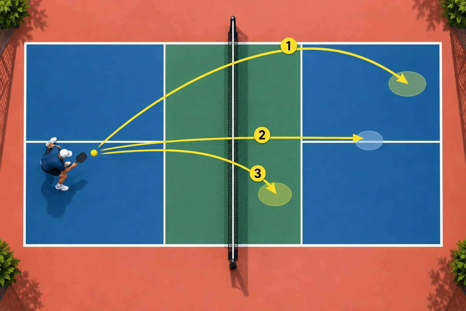Indices visuels : hauteur, vitesse et trajectoires possibles de la balle
