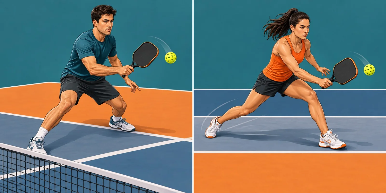 Comparação visual entre lunge curto e load de frenagem na transição