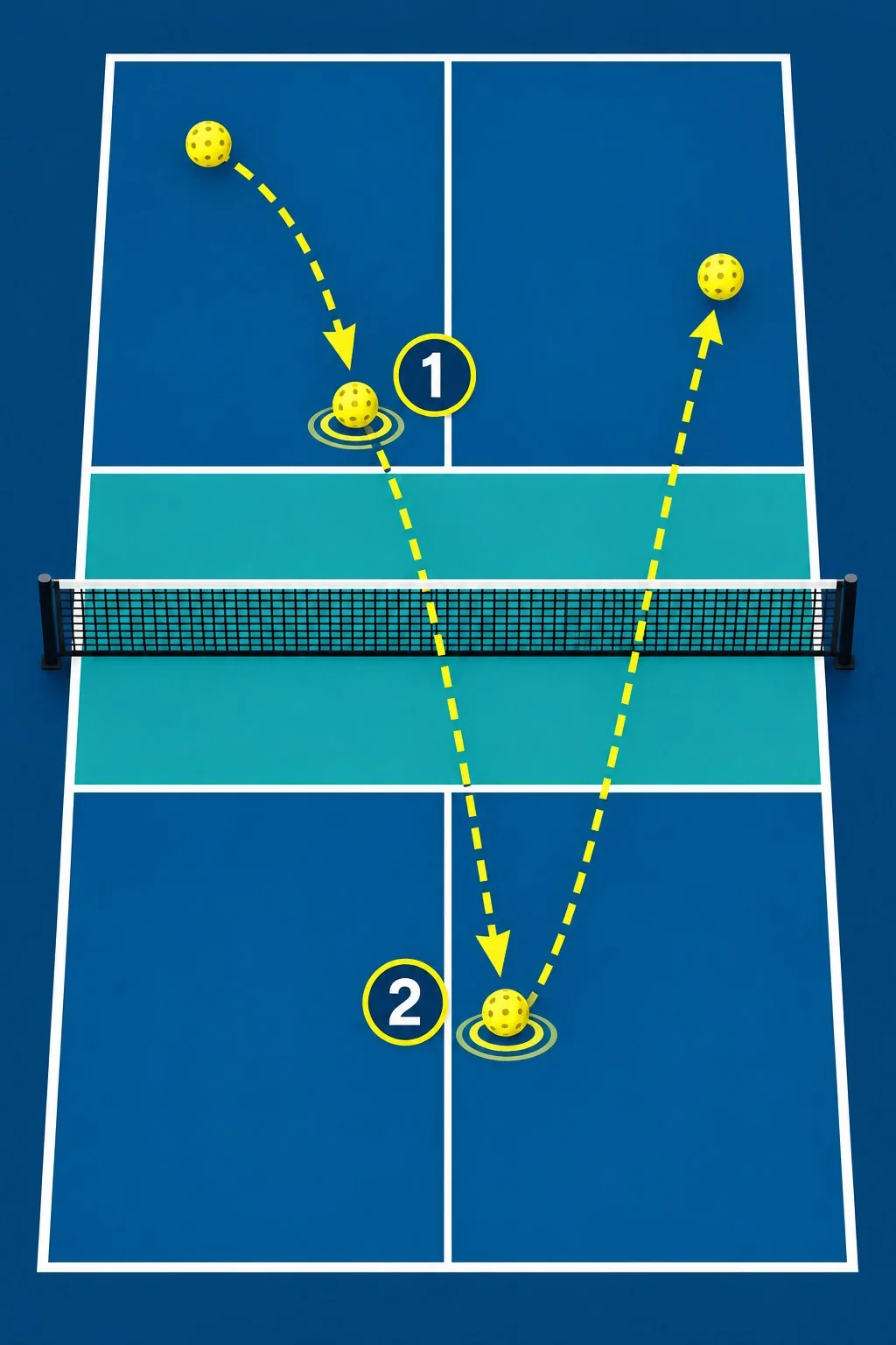 Sơ đồ luật hai lần nảy trong pickleball