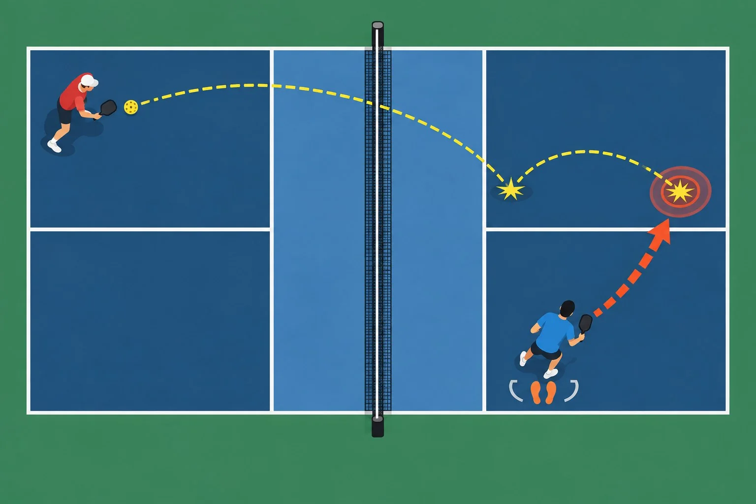 Ejercicio de desplazamiento hacia el segundo bote en pickleball