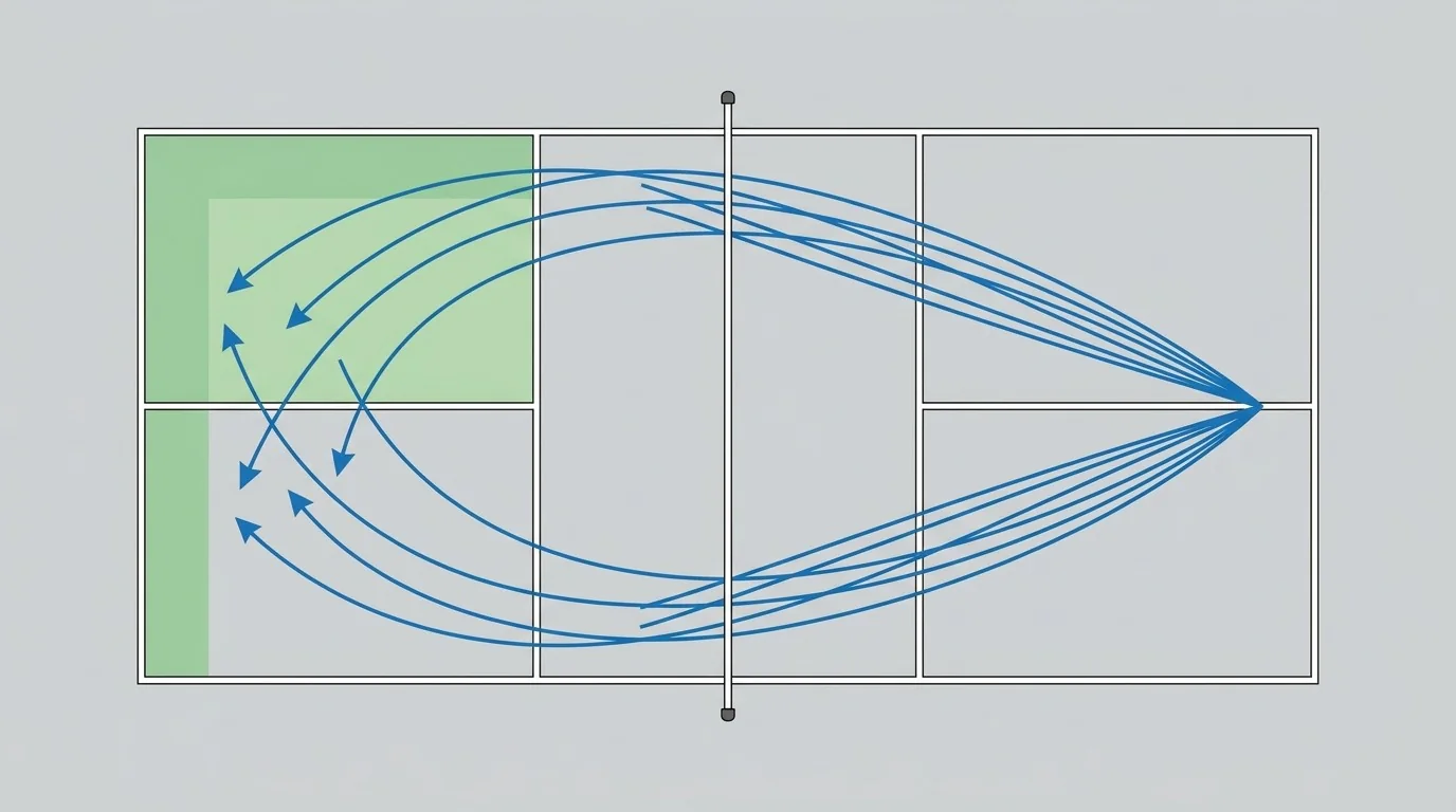 Overhead diagram showing deep serve landing zones and margin from the lines