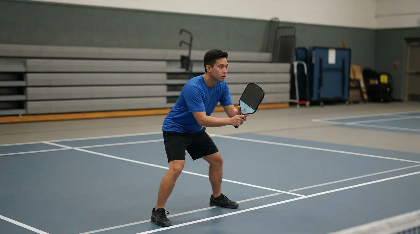 Player practising compact dink-counter mechanics and recovering ready