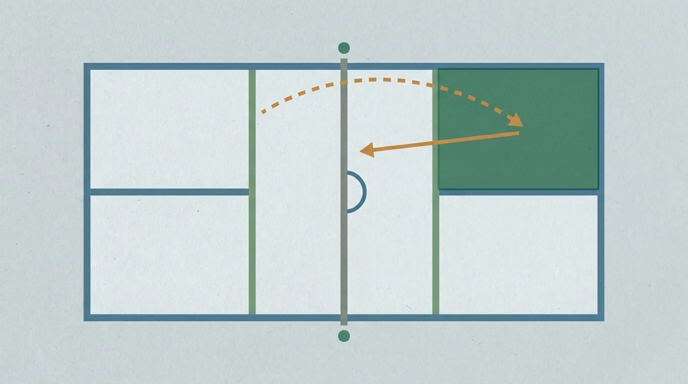 Overhead diagram of a deep pickleball return target