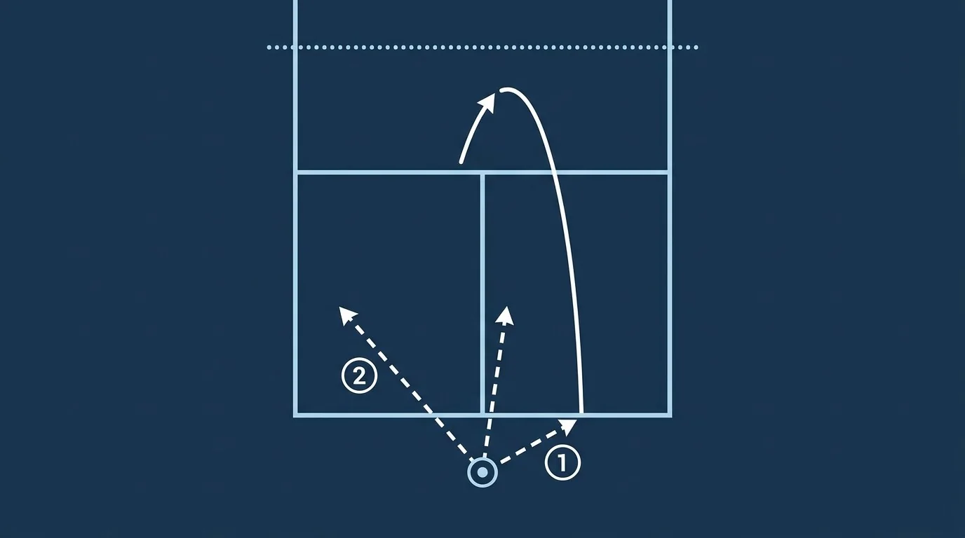 Overhead diagram of the return, split-step point, and recovery path