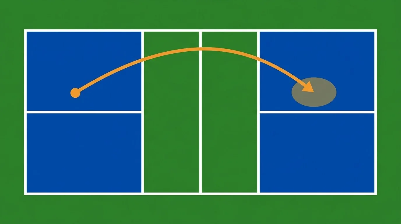 Overhead diagram of third-shot-drop trajectories and common error zones