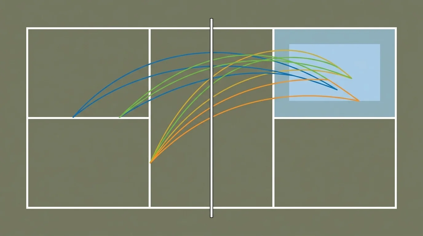 Overhead diagram showing deep serve landing zones and margin from the lines