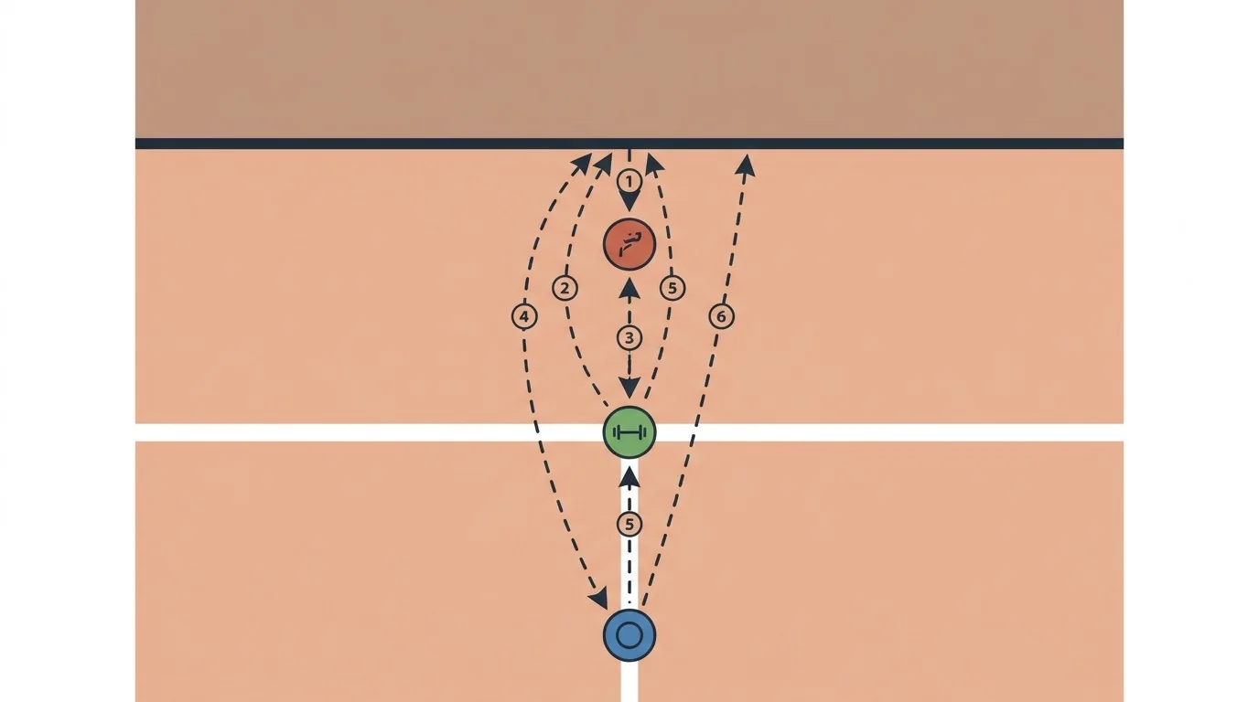 Overhead diagram of wall-drill reference lines and practice distances