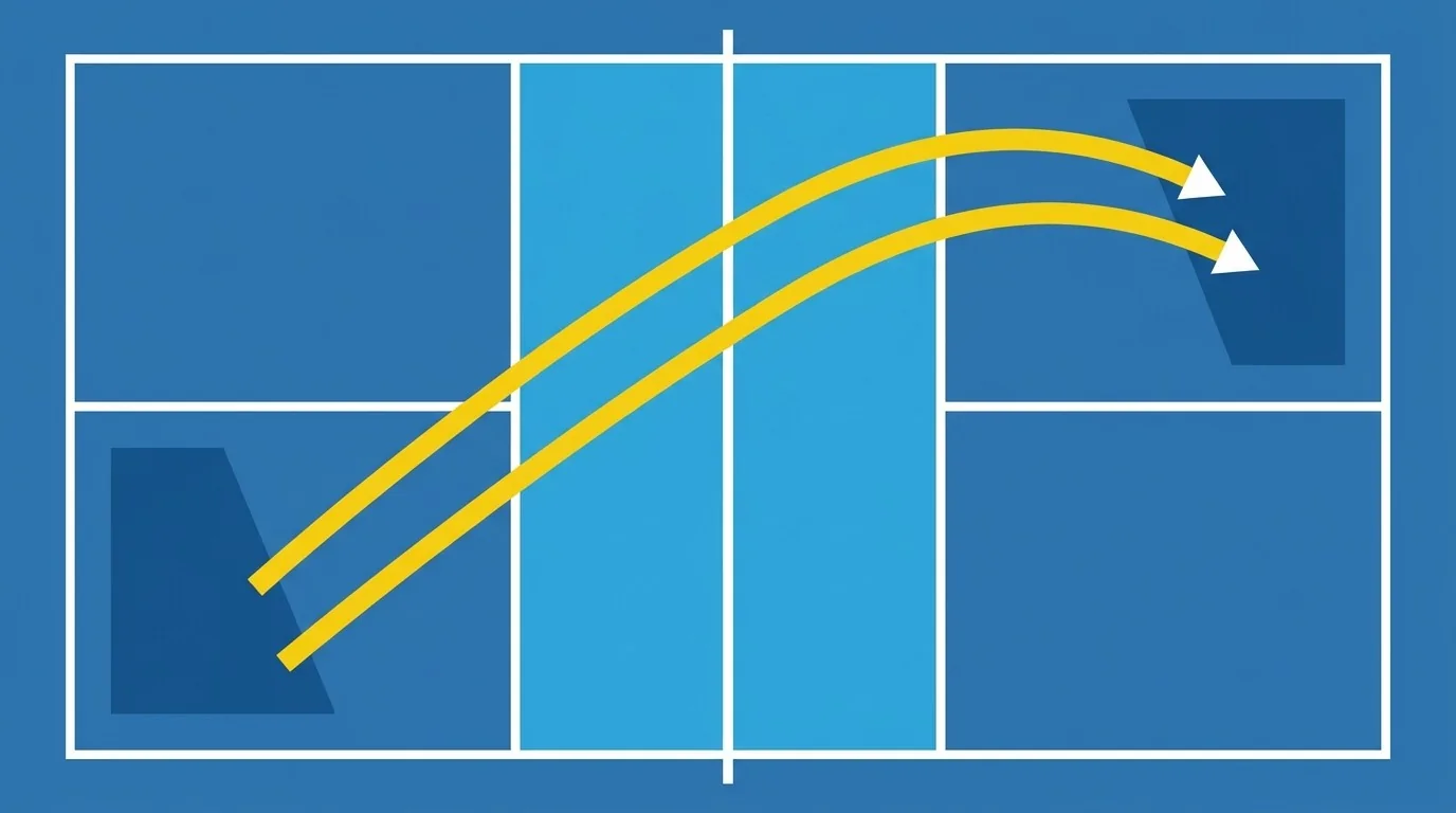 Overhead diagram showing deep serve landing zones and margin from the lines
