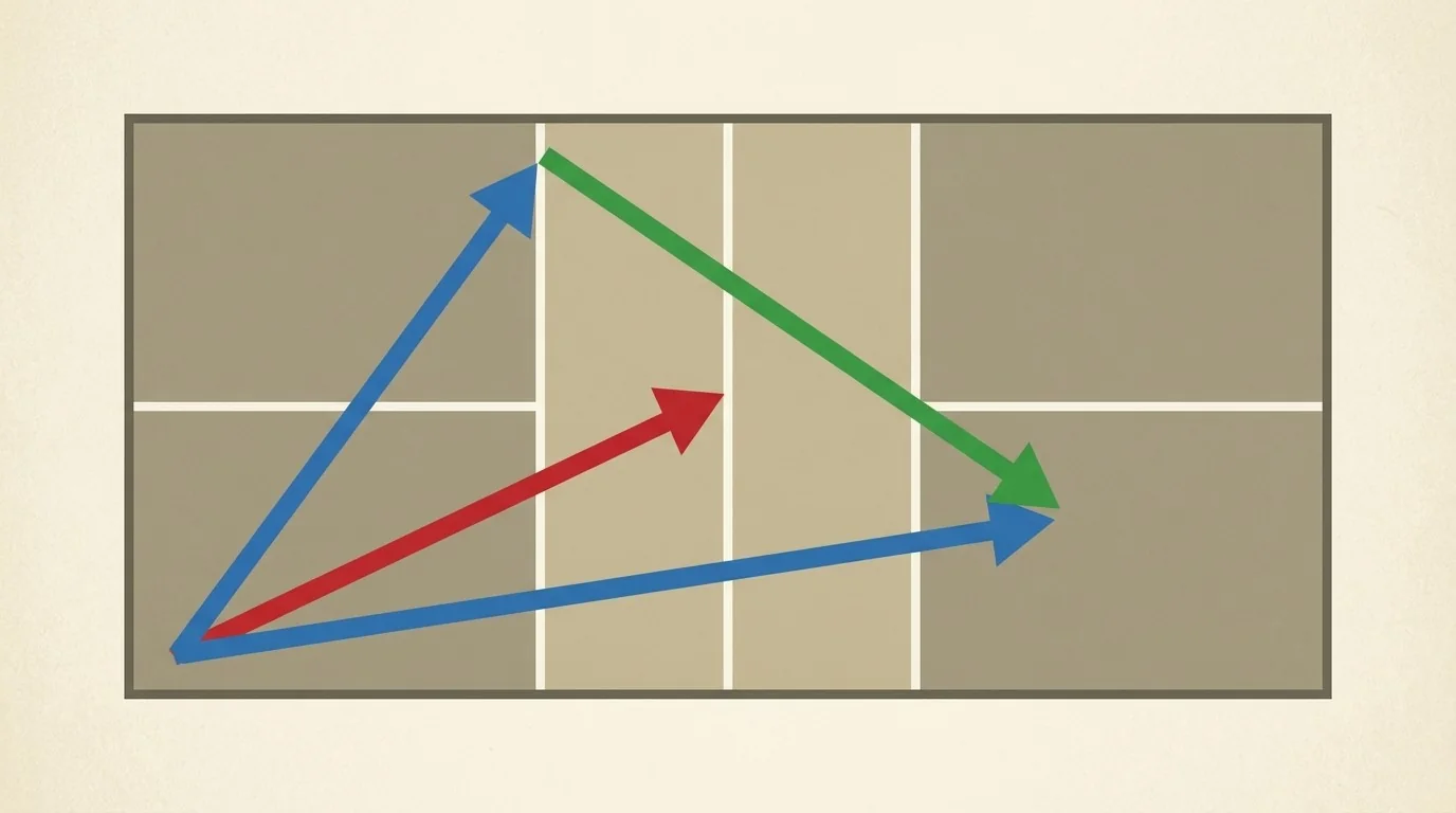 Overhead diagram showing a deep-target pattern followed by body and wide variations