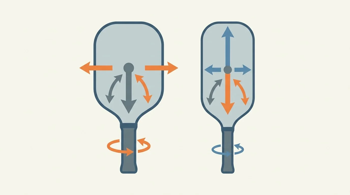 Technical pickleball stance showing paddle position and balanced foot spacing