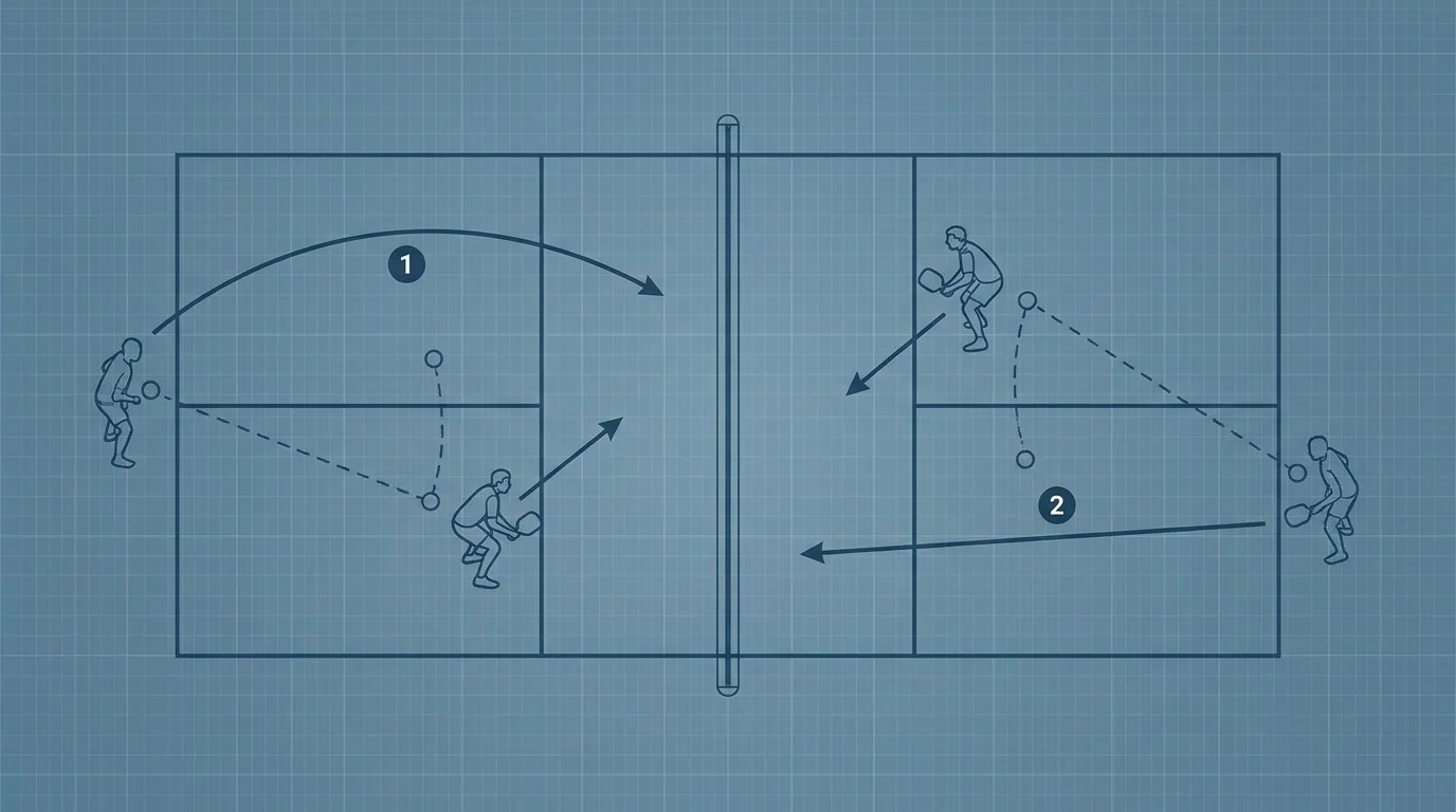 Overhead diagram of the see-saw defensive decision