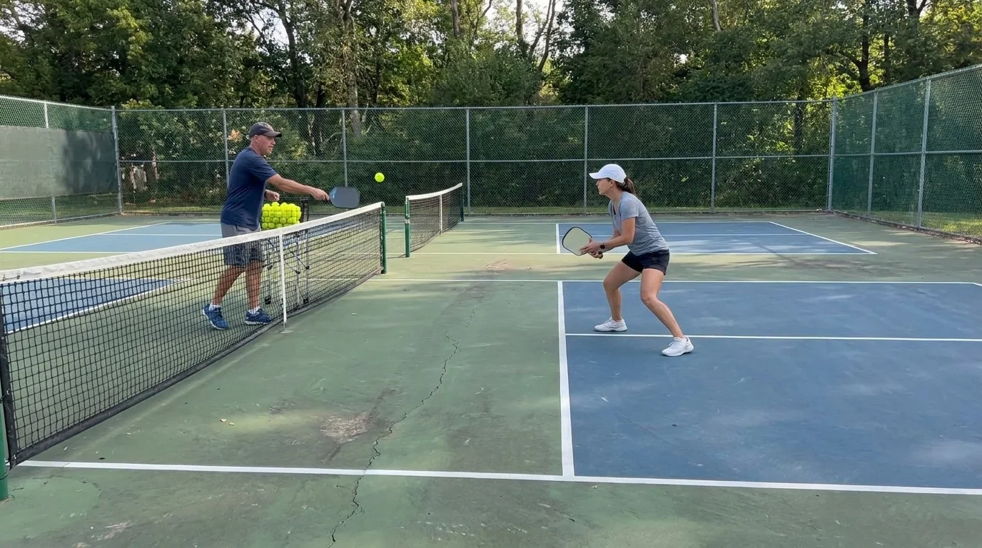 Pickleball speedup decision practice with balanced recovery