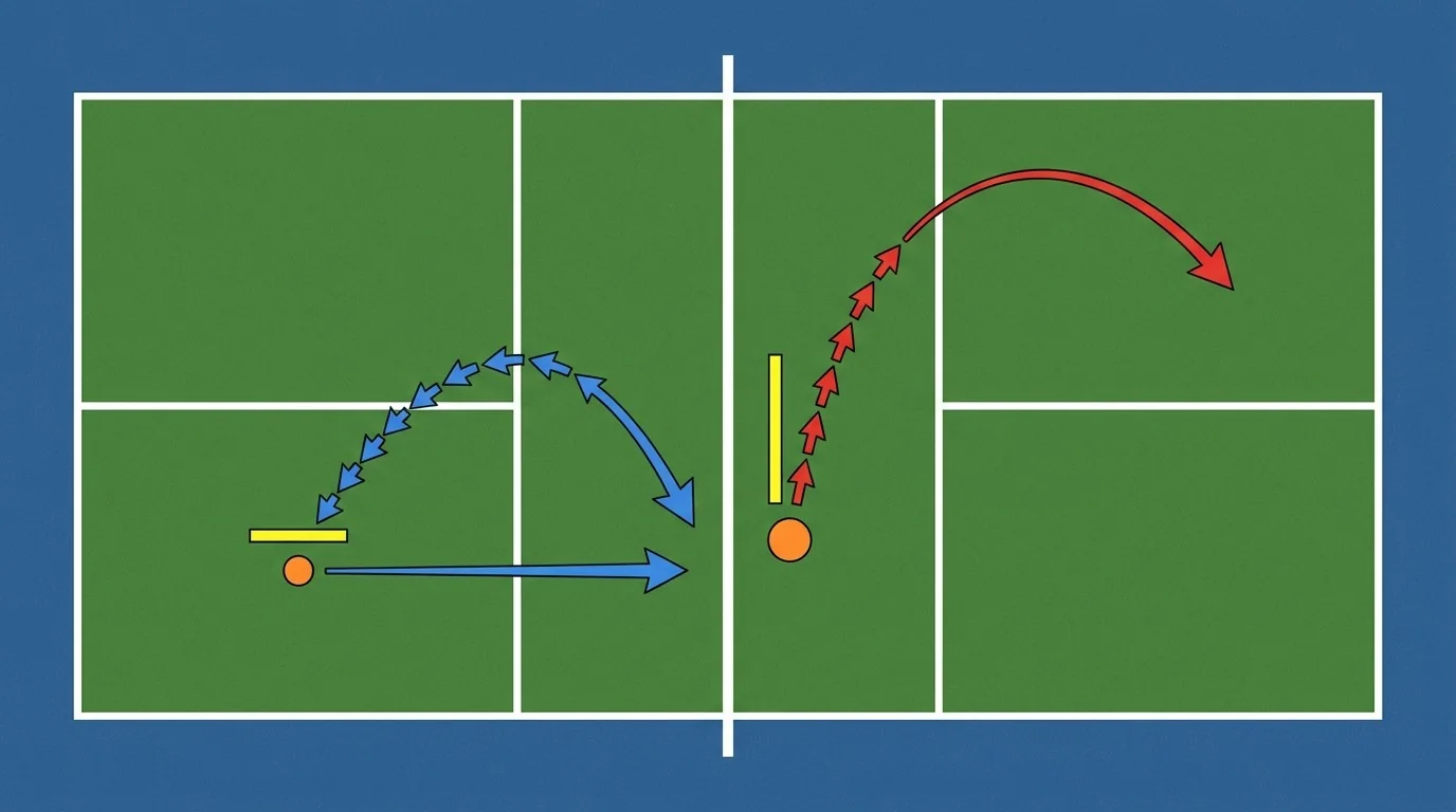 Diagram comparing an early short hop with letting a soft ball rise